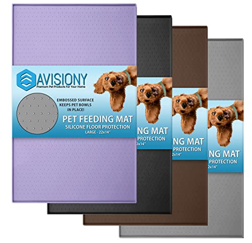 Dog Feeding Mat For Floors Waterproof, Anti-Slip Pet Food Mat With Raised Edges To Prevent Spills, 22" X 14" Tray Designed To Stop Food And Water Bowl Messes, Dishwasher Safe Silicone Dog Bowl Mat #TOP3