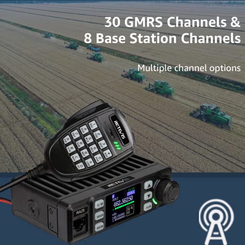 Image of Retevis RA25 GMRS Mobile Radio, Long Range GMRS Radio Mobile Transceiver, 8 Repeater Channel Base Station, Emergency Alarm FM Radio, Mobile Two Way Radio for Farm Overlanding