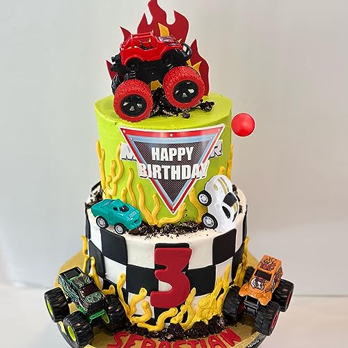 Drwate GCMGF100019 20 Pcs Truck Cake Toppers Truck Cake Decorations Hot Red Ball Race Car Flame Blaze Wheel Cake Toppers thumb #4