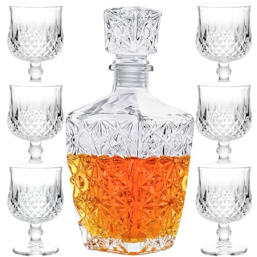 Garrafa Licoreira Quadrada + 6 Mini Taças de Dose Vidro Licoreira...