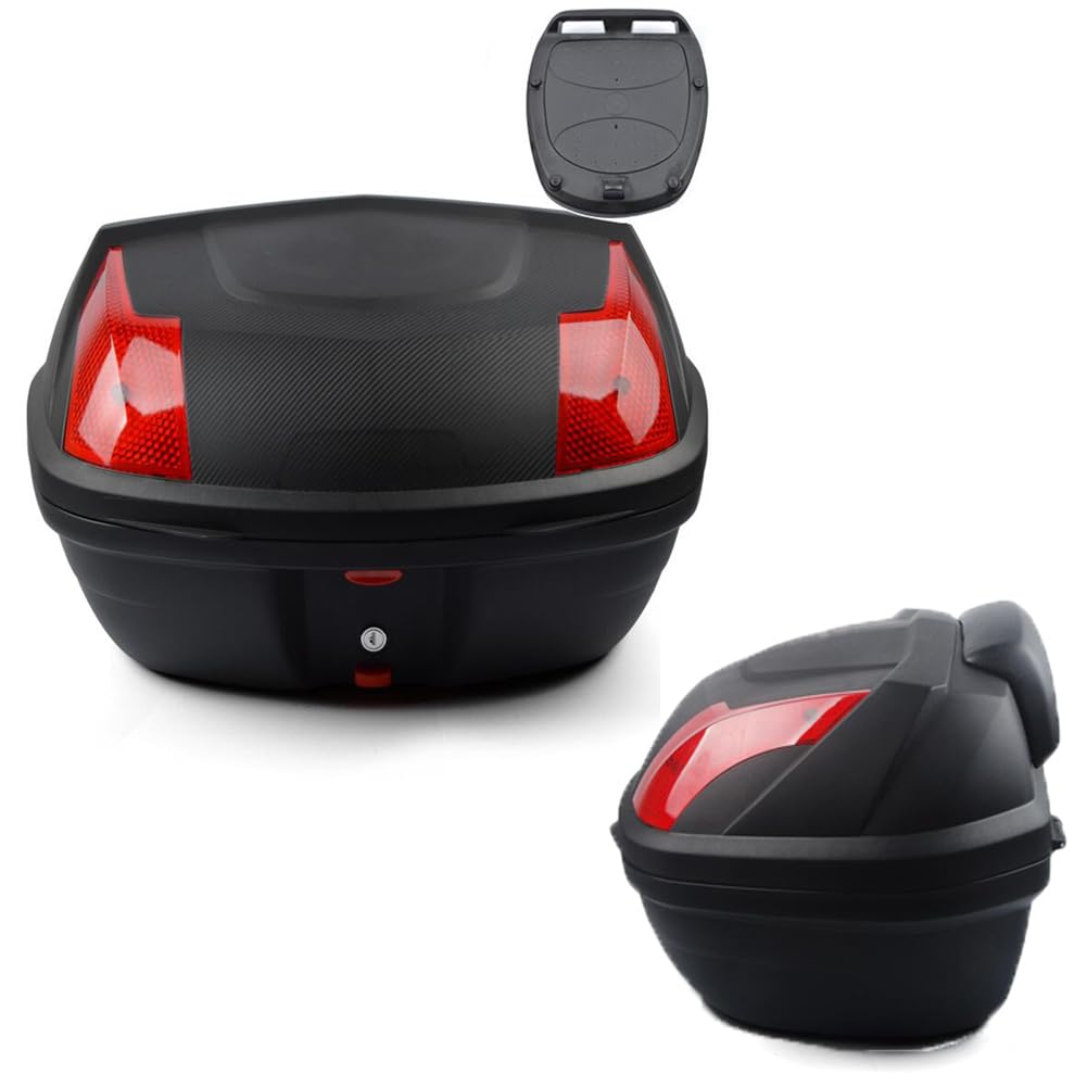 KFGISD, With Backrest And Mounting Base Plate, Waterproof Scooter Luggage Top Plastic Case ,Motorcycle Top Box(Black,44x57x34cm)