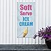 Vertical Vinyl Banner Multiple Sizes Soft Serve Ice Cream Food Fair Promotion Retail Outdoor Weatherproof Industrial Yard Signs 4 Grommets 48x24Inches