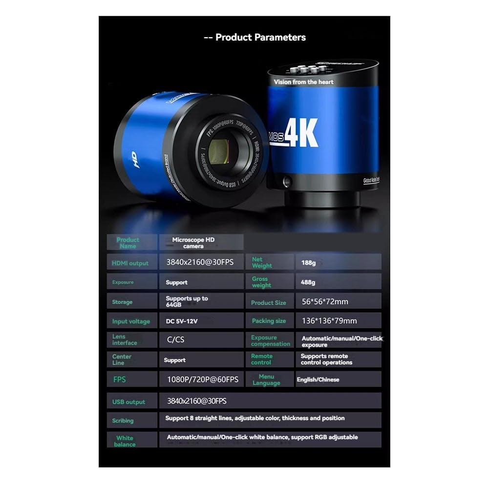 Microscopio con Cámara Mos 1080P 60FPS, Microscopio Industrial Trinocular/Binocular, Adaptador CTV para Reparación de CPU y Chip Telefónico Pro