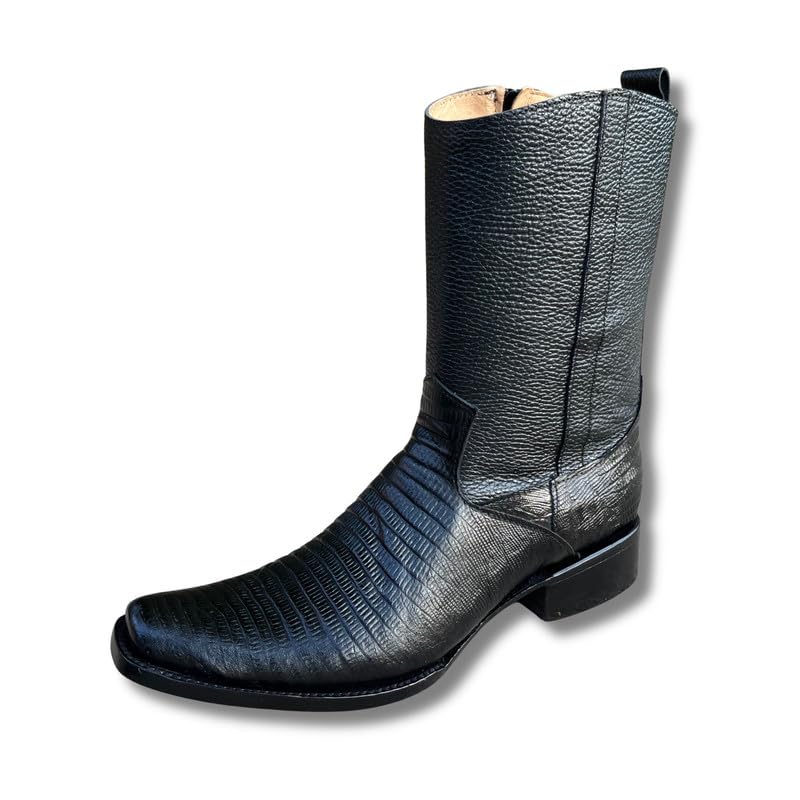 Image of Men's Alex Exotic Caiman Python Western Cowboy Boots Square Toe Pull On Tall Shaft bota de vaquero para hombre