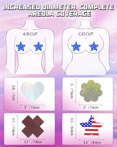 Image of CICKEE 15 Pairs Pasties Rave | Self-Adhesive Nipple Covers Pack Breast Petals Sticky Pasty Nipple Stickers