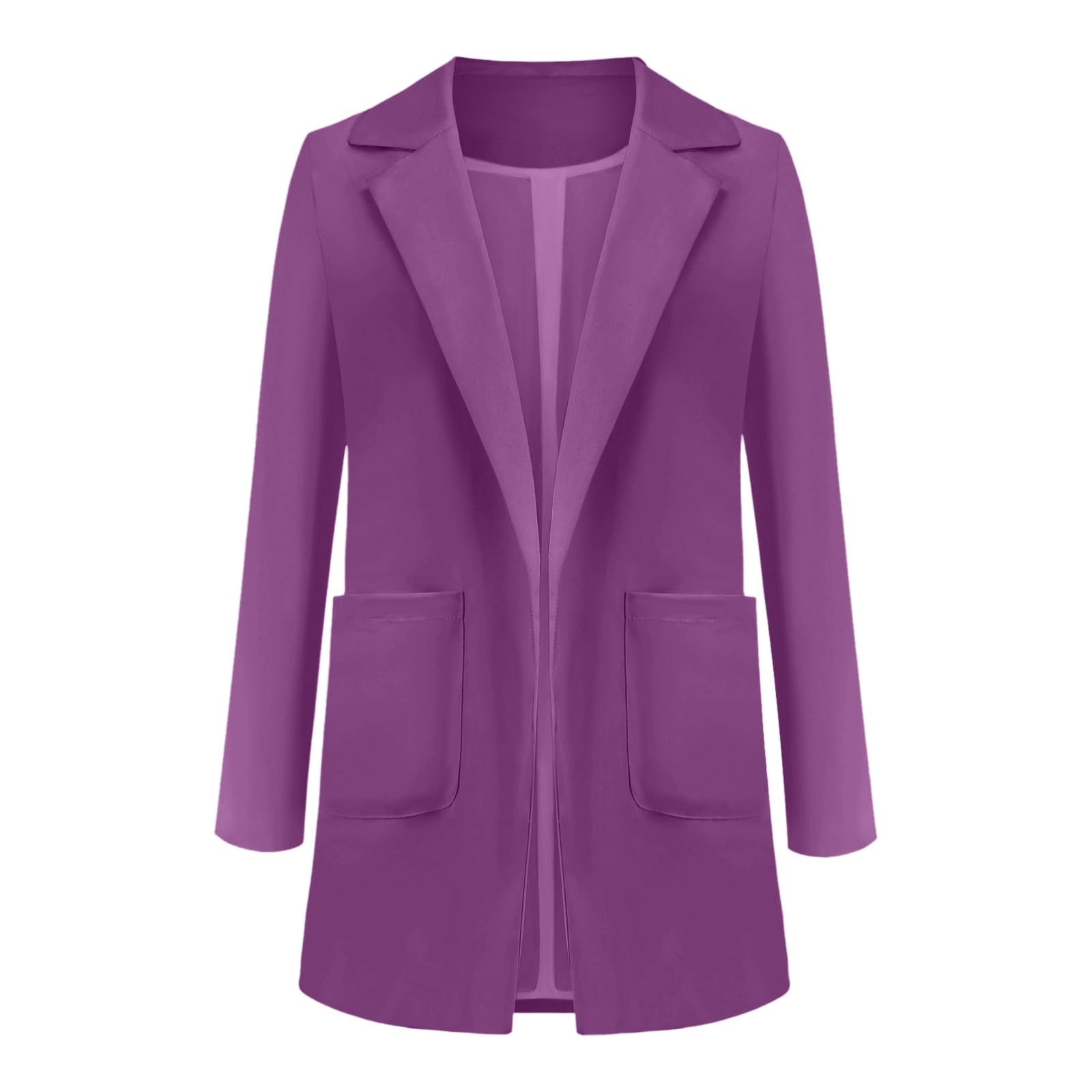 Blazer Femme Chic Et Elegant - Bureau Front Ouvert Cintrée d'affaire Veste Travail Grande Taille Veste Casual Couleur Unie Manche Longue Col À Rever