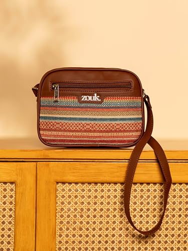 Image of ZOUK Assam Tapestry Printed Jute Handcrafted Vegan Leather Multicolor Women's Sling Bag