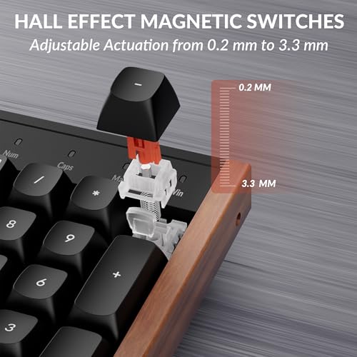Image of Keychron K10 HE Hall Effect Keyboard, Ultra-Fast Lime Silent Red Magnetic Switch, Full-Size Tri-Mode Wireless Keyboard with Rapid Trigger, Adjustable Actuation, RGB, Aluminum + Wood Frame - Black