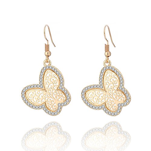 Boucles d'oreilles creuses pour femmes avec diamants et crochets haut de gamme