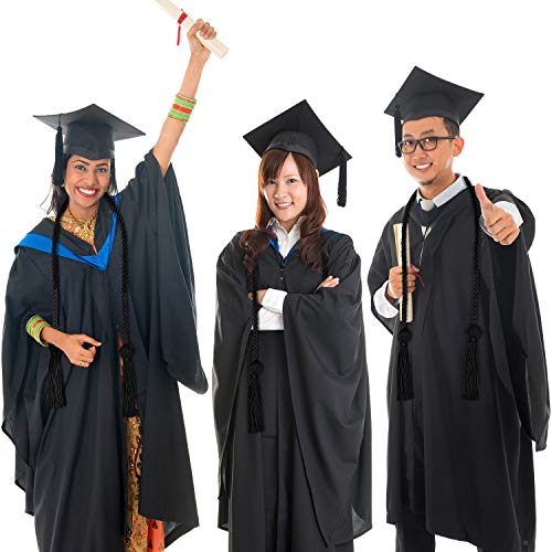 Image of TecUnite Graduation Cords Honor 2026 Polyester Yarn Decorative 67 inch Long Garland Twist Ties with Tassels for Bachelor Gown Graduation(Black)