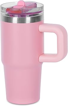 14 oz Tumbler for kids with Detachable Flip Straw Lid and handle, 100% Leak Proof 14 oz mini cup, Stainless Steel Vacuum Insulated Tumbler, Wide Mouth Easy to Clean, Keep Cold or Hot Pink