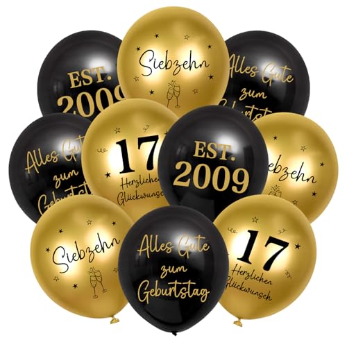 HUKUMA Deko Geburtstag,Deko Mann Frauen,Luftballons Gold Schwarz Männer,Happy Birthday Latex Ballons,Alles Gute zum Geburtstag Geburtstagsdeko