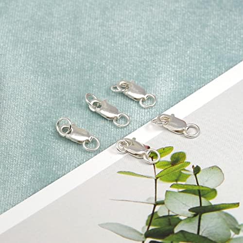 5pcs 925 Sterling Silver Lobster Claw Clasp with Closed Jump Rings,Bracelet Clasp,Necklaces Clasp,Jewelry Clasp,Suitable for DIY Bracelets Necklaces Jewelry Making and Repairing (10mm (0.4")