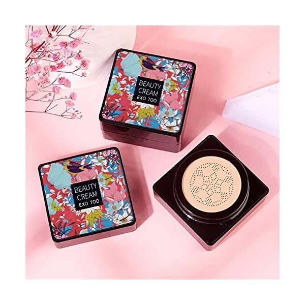 Mushroom Head Air Cushion CC Cream Foundation, Beauty Cream Exo Too BB Cream, Moisturizing, Long Lasting, Matte Concealer, Light Weight, WaterProof Liquid Foundation with 2PCS Mushroom Head