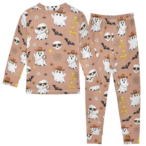 Pajama Sets Long Sleeve Cute Halloween Pattern with Ghost Soft Comfy Sleepwear 2 Piece PJS 3-8T3