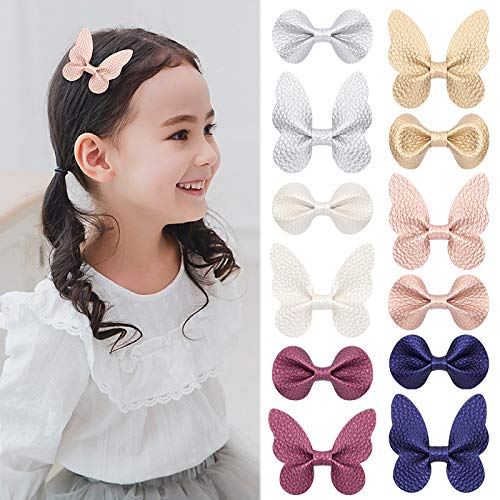 12 Pinzas de cabello mariposa con lazo para niñas miniatura 3