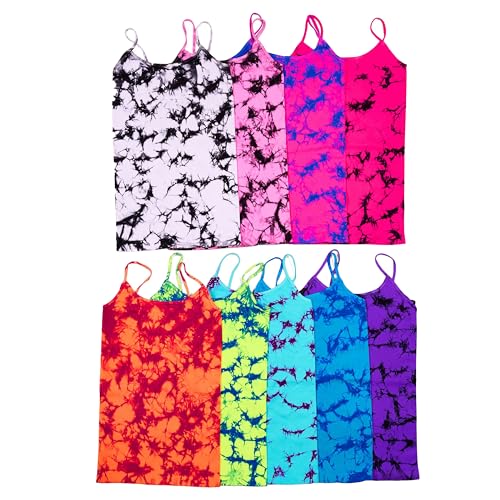 Girls Tie Dye Full Cami Tank Top – Tank Tops for Girls and Teens Soft Stretch Tie Dye Shirt One Size Ages 7-104