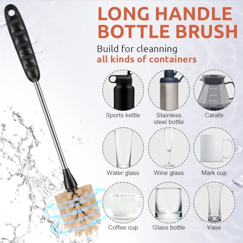 Image of HASTHIP 3 Pcs Bottle Cleaning Brush Set with Lid Cup Brush & Straw Cleaner