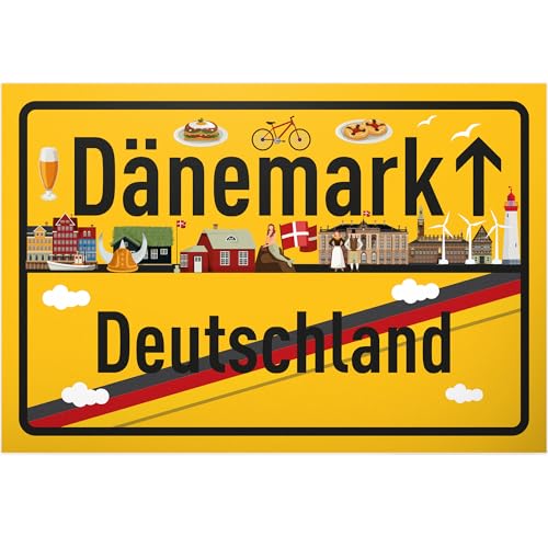 DankeDir! Dänemark Deutschland Ortsschild - Kunststoff Schild 30 x 20 cm - Geschenk Idee Gutschein Reise Urlaub Reisegutschein Männer & Frauen Geldgeschenk Abschiedskarte Geschenkidee Deko Karte