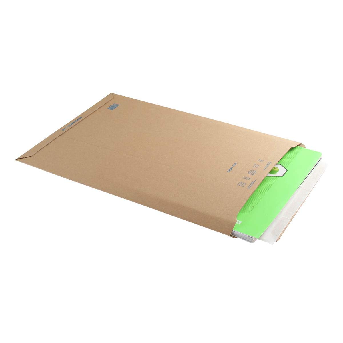 Blake Purely Packaging 490 x 330 mm Corrugated Envelopes Plastic Free Peel & Seal Tamper Evident Recycled (PCE70) Brown Kraft - Pack of 100