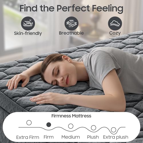 Image of Firm Full Size Mattress 14 Inch, Hybrid Mattress with Extra Back and Lumbar Hip Support, Fiberglass Free, 365 Nights Trial, 10 Years Warranty