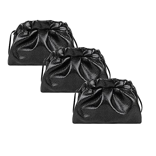 Sac à bandoulière plissé femme noir polyvalent | Mode maroquinerie 3 pièces