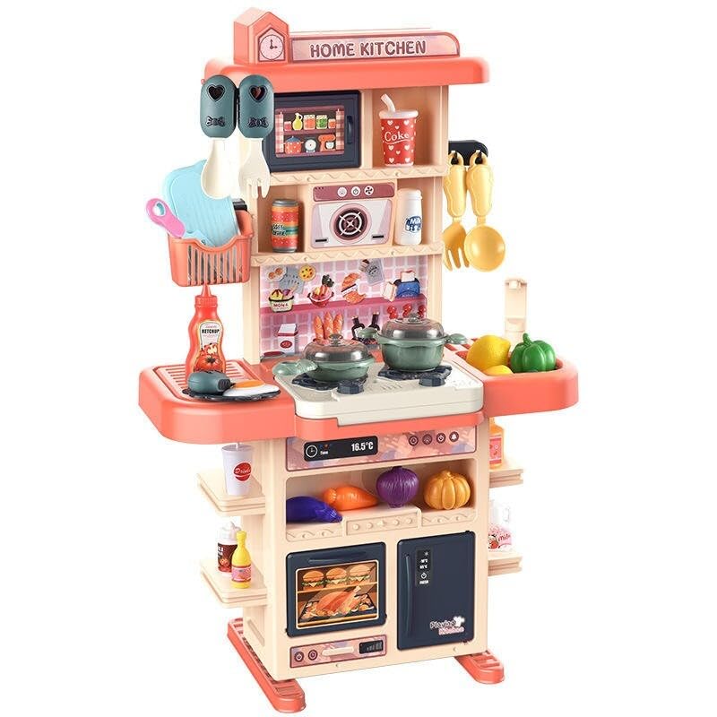 Image of Kitchen Set for Girls, 43 Pcs Play Little Chef Play Set with Realistic Lights, Sounds & Running Water kitchen set for kids boys, Cooking Playset Interactive Toy Kitchen Set for Kids Girls (Multicolor)
