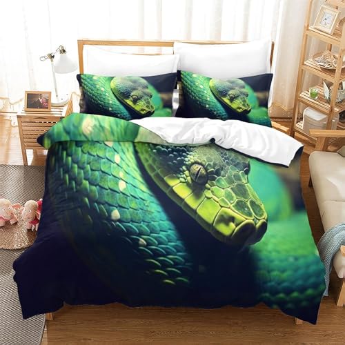 Parure de lit serpent avec fermeture éclair housse de couette 3D microfibre - 3