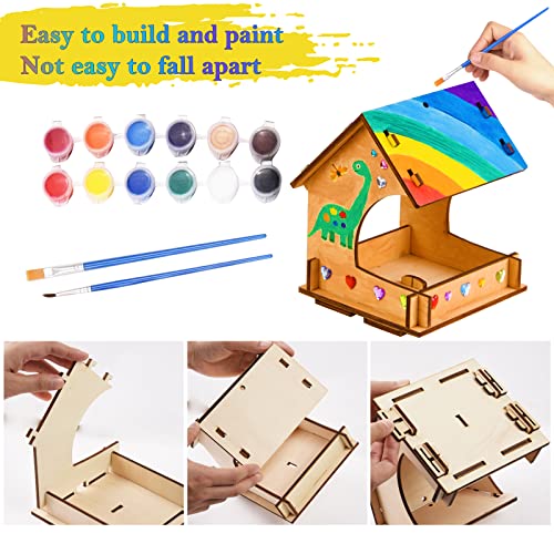 Image of THWAS-LIGHT Wooden Arts and Crafts for Kids - 2 Pack Bird Feeder Wind Chime DIY Kids Crafts - Build and Paint Educational Fun Art Activities Gifts Outside Toys for Boys Girls Ages 3-5 8-12 6-8