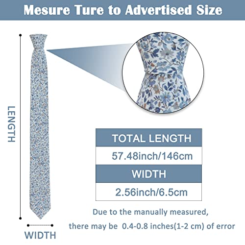 Image of Mantieqingway Men Skinny Tie Cotton Floral Necktie for Wedding Groomsmen Tie