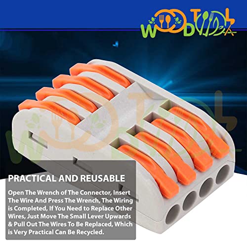 Image of 4 to 4 Inline Wiring Cable Connectors - Quick connectore Terminal Blocks - Electrical Connectors Blocks (4pcs, 4 to 4 Inline, Orange)