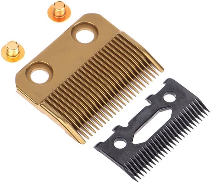 Replacement Taper Clipper Blades for BaBylissPRO FX870 / FXF880 / FX810 / FX825 / FX673N / FX870 / FX802G Hair Trimmer Clipper Blades Ultra Precise DLC Most 2-hole Systems Cutter Head Parts (Gold)