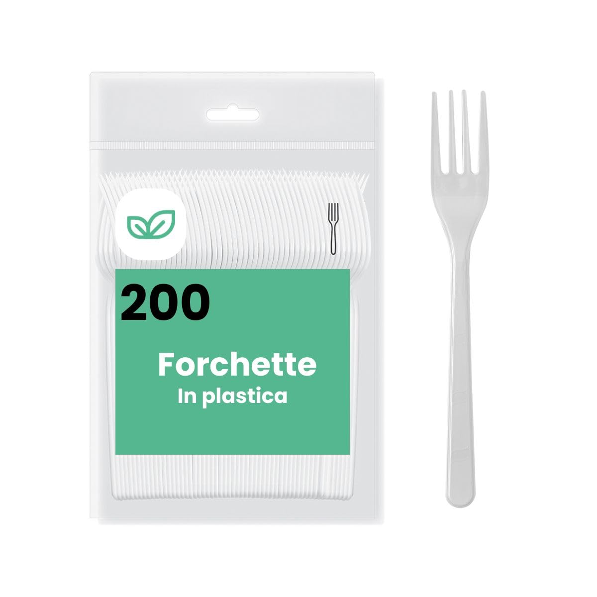 200 forchette bianche in plastica riutilizzabili, eco riutilizzabili, lunghezza 16,5 cm, lavabili in lavastoviglie, ideali per dolci, dessert, pasta, frutta.