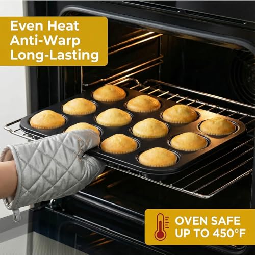 Image of 2 Pack Muffin Tin, Nonstick Cupcake Pan Set, Carbon Steel 12 Cupcake Tray, Cup Cake Pans for Baking, Cupcake Pans for Baking