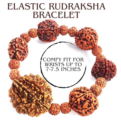Rudraksha Bracelet For Men & Womens 2 Face, 3 Mukhi, 4 Mukhi, 5 Face, 6 Mukhi, 7 Mukhi Himalayan Rudraksha Beads Wrist Band for Yoga, Meditation Healing4