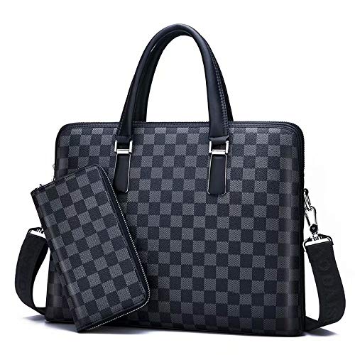 Herren Leder Aktentasche Laptop Handtasche Schulter Umhängetasche PU Leder Business Office College Travel