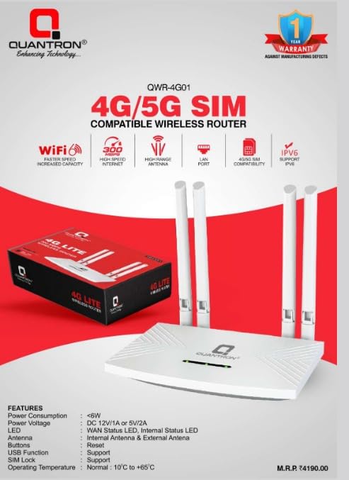 QUANTRON QWR-4G01 Router with feature highlights