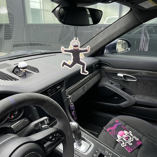 Image of PumpCar 2 pieces Cute Gojo Satoru double-sided hanging Japanese anime vanilla-scented car air freshener Cool anime hanging for rearview mirror Car Interior Accessories Gift (Gojo-Cute, Hanging Card)