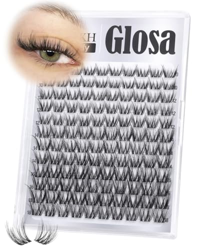 Glosa Lash Clusters Wispy Eyelash Clusters Spider Volume Cluster Eyelash Extensions Natural Daily DIY Beginner-Friendly Fluffy Individual Lash Extension 10-18mm Soft Invisible Band Lashes Velour Luxe
