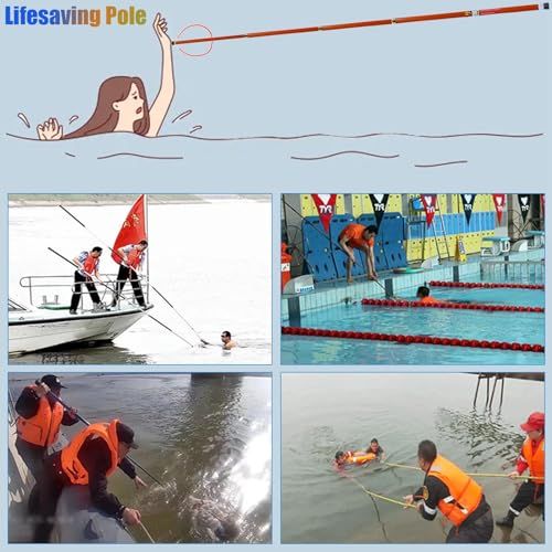 Bastone di salvataggio per bagnini, asta telescopica di emergenza per piscine, assiste i nuotatori in difficoltà, con visibilità notturna luminosa