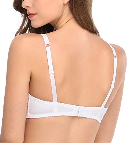 Deyllo Women’s Sheer Lace Bra Underwire Unlined Bra Full Coverage Non Padded(White,38DDD