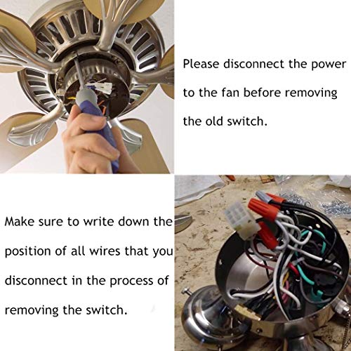 Image of Ceiling Fan Switch ZE-208D, 3 Speed 5-8 Wire Ceiling Fan Replacement Parts Appliances Fan Speed Control Pull Chain Switch (Nickel Chain)