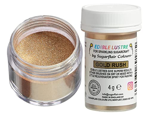 Sugarflair Edible Lustre Gold Rush - Colorante Alimentario, Polvo Brillante Comestible para Tartas, Pasteles, Cupcakes, Magdalenas, Chocolate, Pastelería, Helados, Postres, Cócteles - 4g