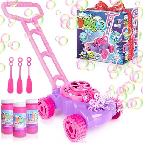 ArtCreativity Bubble Lawn Mower for Toddlers 1-3, Kids Bubble Blower Machine for 1-Year-Old Girl Gifts, Push Gardening Toys for Kids Age 1 2 3 4 5, Valentine's Day Birthday Gifts for Preschool Girls Cover
