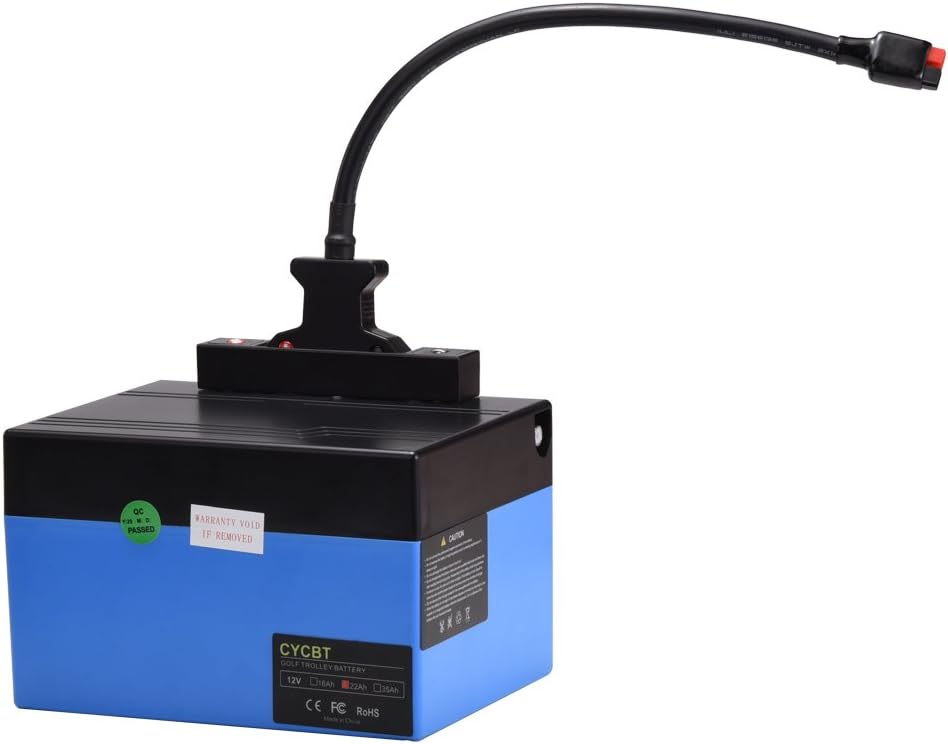 Golf Trolley Cart Battery for Powacaddy Motocady Kiffe Mocad for 27 Hole Golf Trolley 12V-22AH Battery Pack,with Charger, Long Cycle Life, Made of Lithium Cell, CE Rohs