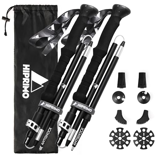 Hiprimo Ergonomic Folding Adjustable Hiking Poles Made of Lightweight 7075