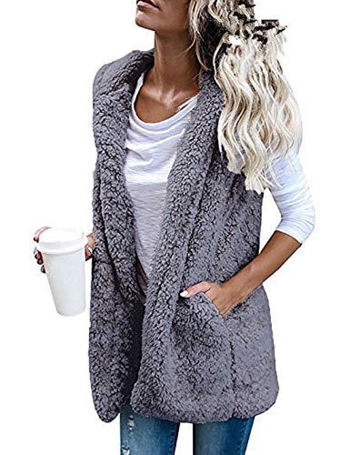 Women Fuzzy Vests Hoodie Jackets Coat Sleeveless Cardigan Waistcoat Outfit