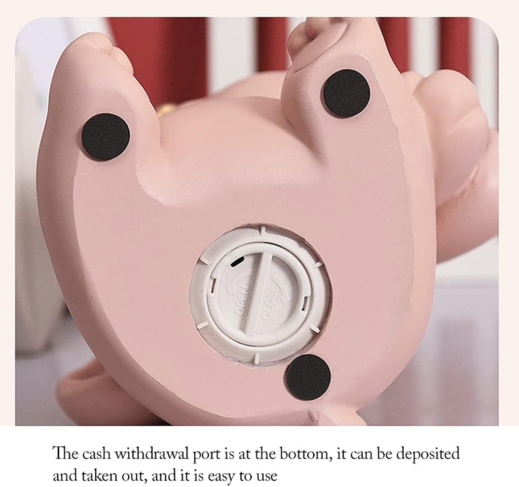貯金箱、貯蓄コイン銀行、子供の耳の長いバニーコインバンク樹脂貯金箱ゴムストッパー付き貯金箱ピンクとグリーンキッズ7x6.2x7.8イ 貯金箱  子供のためのセラミック貯金箱の子供かわいいお金貯金箱ミニコインボックス マネージャー (色 : Pink, Size : O