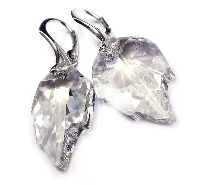Pendientes de plata 925 ARANDE Original Crystals con hojas de cristal tallado para mujer