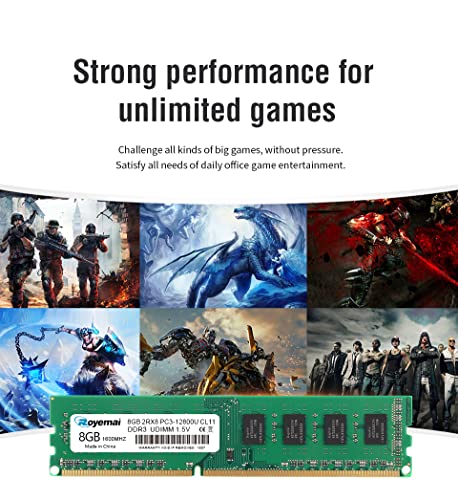Image of 16GB PC3-12800U 2X8GB DDR3 12800 1600MHz PC3-12800 16G 2Rx8 240-pin Udimm CL11 1.5V Desktop RAM Memory Module